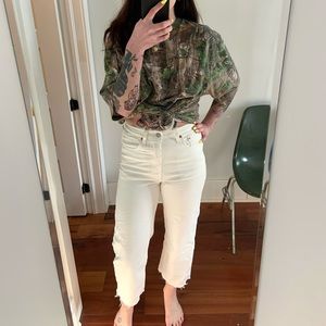 Levi’s ribcage straight white cutoff jeans size 27